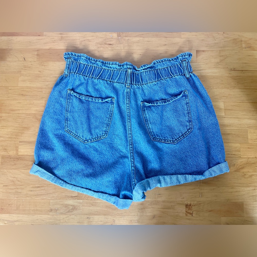 S.O.N.G paper bag super high rise denim shorts size XL %100 cotton - Picture 2 of 4